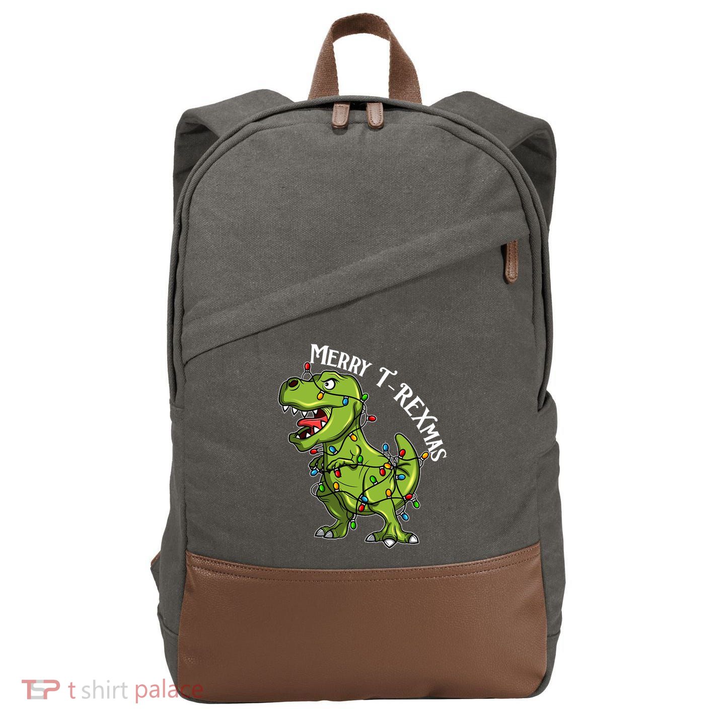 Merry T Rexmas Trex Christmas Cotton Canvas Backpack