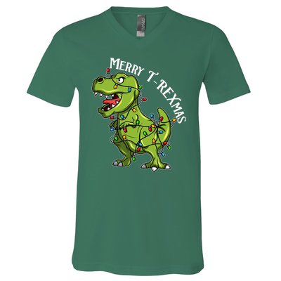 Merry T Rexmas Trex Christmas V-Neck T-Shirt