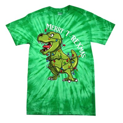 Merry T Rexmas Trex Christmas Tie-Dye T-Shirt