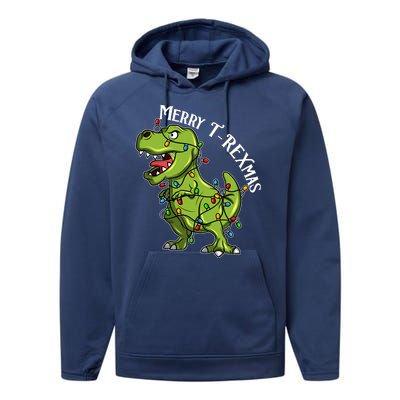 Merry T Rexmas Trex Christmas Performance Fleece Hoodie