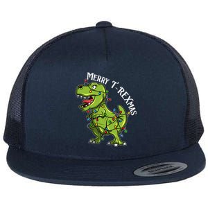 Merry T Rexmas Trex Christmas Flat Bill Trucker Hat