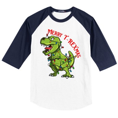 Merry T Rexmas Trex Christmas Baseball Sleeve Shirt