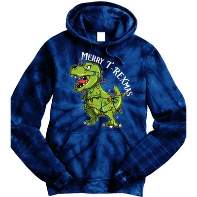 Merry T Rexmas Trex Christmas Tie Dye Hoodie