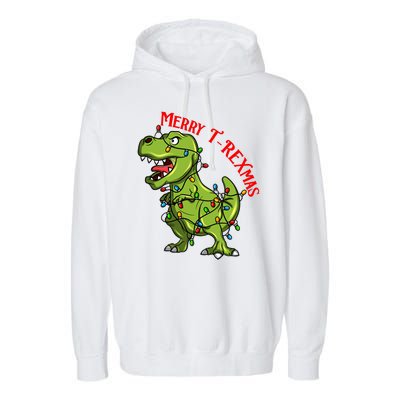 Merry T Rexmas Trex Christmas Garment-Dyed Fleece Hoodie