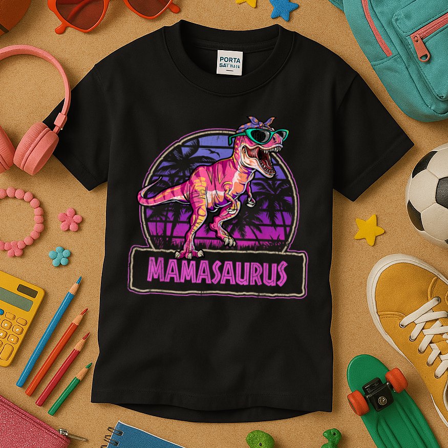 Mamasaurus T Rex Mama Saurus Women Dinosaur Family Matching Kids T-Shirt