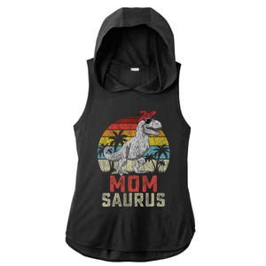 Momsaurus T Rex Dinosaur Mom Saurus MotherS Family Ladies PosiCharge Tri-Blend Wicking Draft Hoodie Tank