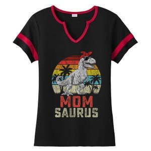 Momsaurus T Rex Dinosaur Mom Saurus MotherS Family Ladies Halftime Notch Neck Tee