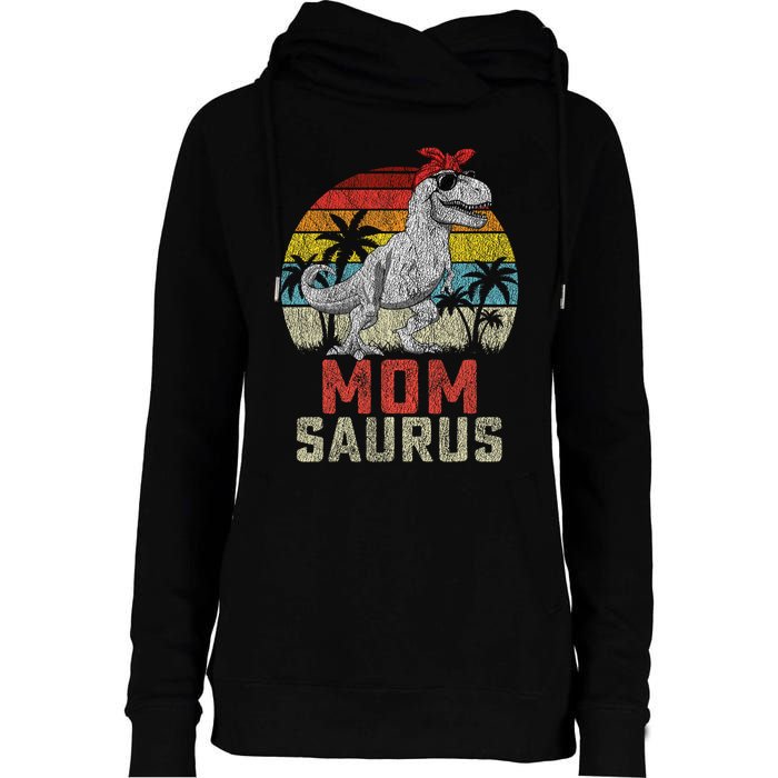 Momsaurus T Rex Dinosaur Mom Saurus MotherS Family Womens Funnel Neck Pullover Hood