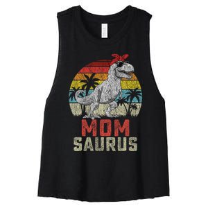 Momsaurus T Rex Dinosaur Mom Saurus MotherS Family Women's Racerback Cropped Tank