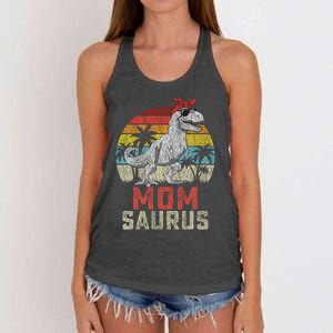 Momsaurus T Rex Dinosaur Mom Saurus MotherS Family Women's Knotted Racerback Tank