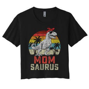 Momsaurus T Rex Dinosaur Mom Saurus MotherS Family Women's Crop Top Tee