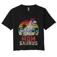 Momsaurus T Rex Dinosaur Mom Saurus MotherS Family Women's Crop Top Tee