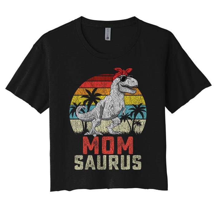 Momsaurus T Rex Dinosaur Mom Saurus MotherS Family Women's Crop Top Tee