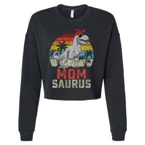 Momsaurus T Rex Dinosaur Mom Saurus MotherS Family Cropped Pullover Crew