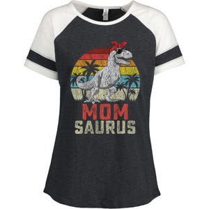 Momsaurus T Rex Dinosaur Mom Saurus MotherS Family Enza Ladies Jersey Colorblock Tee