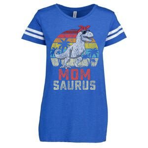 Momsaurus T Rex Dinosaur Mom Saurus MotherS Family Enza Ladies Jersey Football T-Shirt