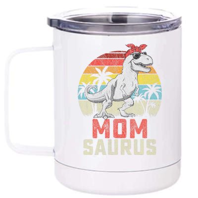 Momsaurus T Rex Dinosaur Mom Saurus MotherS Family 12 oz Stainless Steel Tumbler Cup