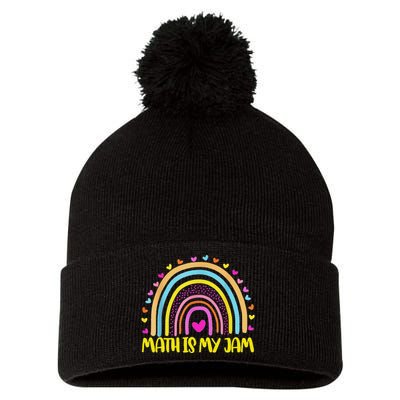 Math Teacher Rainbow Leopard Math Is My Jam Teacher Pom Pom 12in Knit Beanie