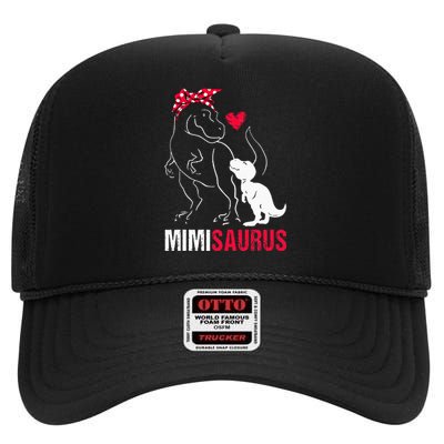 Mimisaurus T Rex Dinosaur Mimi Saurus mother's day High Crown Mesh Back Trucker Hat