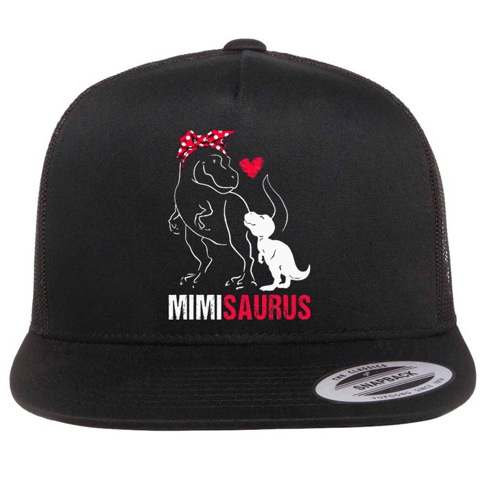 Mimisaurus T Rex Dinosaur Mimi Saurus mother's day Flat Bill Trucker Hat