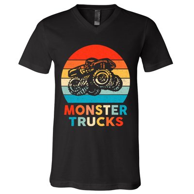 Monster Truck Retro Vintage Gift V-Neck T-Shirt
