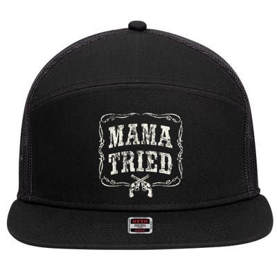 Mama Tried Renegade Outlaw Country Music Lovers 7 Panel Mesh Trucker Snapback Hat