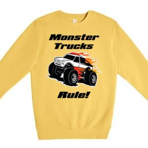 Monster Trucks Rule Gift With Fast Flame Great Gift Premium Crewneck Sweatshirt