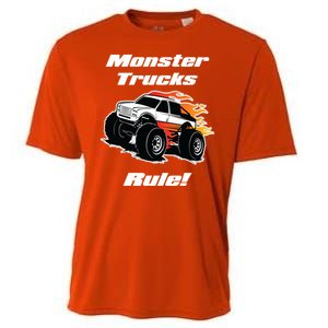 Monster Trucks Rule Gift With Fast Flame Great Gift Cooling Performance Crew T-Shirt