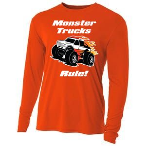 Monster Trucks Rule Gift With Fast Flame Great Gift Cooling Performance Long Sleeve Crew