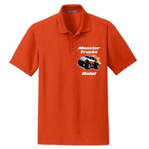 Monster Trucks Rule Gift With Fast Flame Great Gift Dry Zone Grid Polo