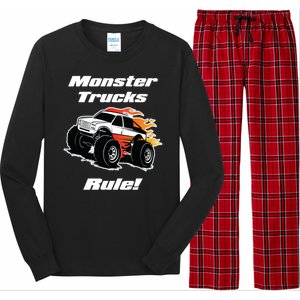 Monster Trucks Rule Gift With Fast Flame Great Gift Long Sleeve Pajama Set