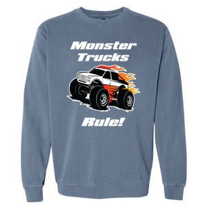 Monster Trucks Rule Gift With Fast Flame Great Gift Garment-Dyed Sweatshirt