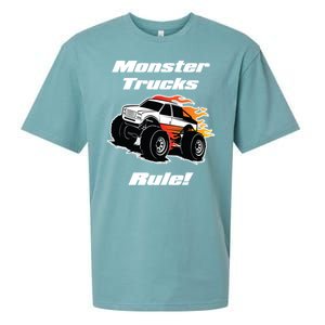 Monster Trucks Rule Gift With Fast Flame Great Gift Sueded Cloud Jersey T-Shirt