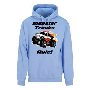 Monster Trucks Rule Gift With Fast Flame Great Gift Unisex Surf Hoodie