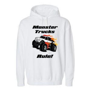 Monster Trucks Rule Gift With Fast Flame Great Gift Garment-Dyed Fleece Hoodie