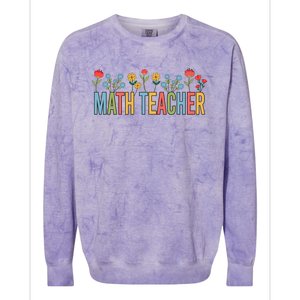 Math Teacher Retro Wildflowers Back To School Meaningful Gift Colorblast Crewneck Sweatshirt