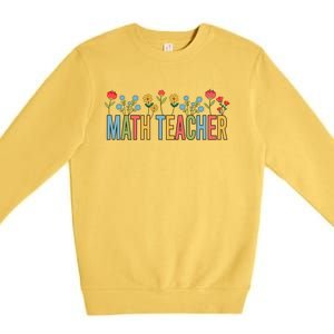 Math Teacher Retro Wildflowers Back To School Meaningful Gift Premium Crewneck Sweatshirt