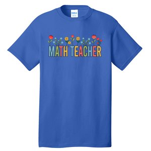 Math Teacher Retro Wildflowers Back To School Meaningful Gift Tall T-Shirt