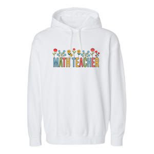 Math Teacher Retro Wildflowers Back To School Meaningful Gift Garment-Dyed Fleece Hoodie