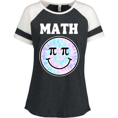 Math Teacher Retro Smile Face Gift Enza Ladies Jersey Colorblock Tee