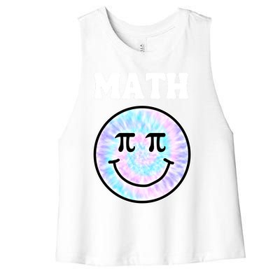 Math Teacher Retro Smile Face Gift Women's Racerback Cropped Tank