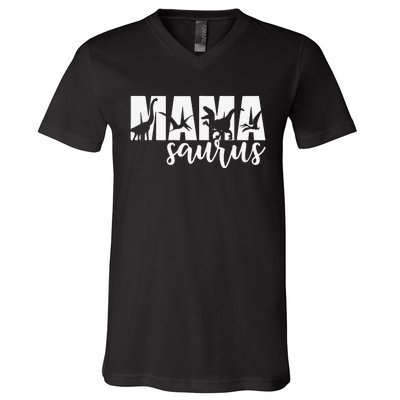 MamaSaurus T Rex Dinosaur Funny Mama Saurus Mother's Day V-Neck T-Shirt