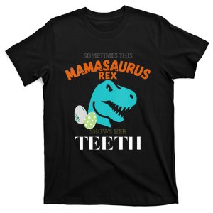 Mamasaurus T Rex Dinosaur Funny Mama Saurus Family Matching Vneck T-Shirt