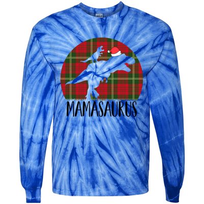 Mamasaurus T Rex Matching Family Christmas Dinosaur Mom Gift Tie-Dye Long Sleeve Shirt