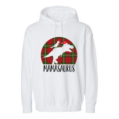 Mamasaurus T Rex Matching Family Christmas Dinosaur Mom Gift Garment-Dyed Fleece Hoodie