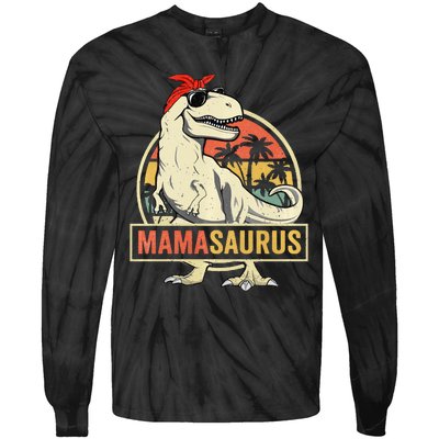 Mamasaurus T rex dinosaur Funny Mother's Day Gifts Mom Mommy Tie-Dye Long Sleeve Shirt