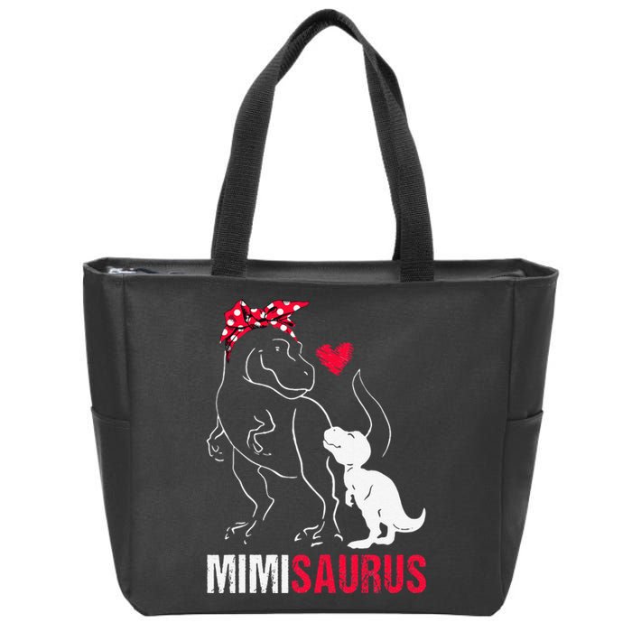 Mimisaurus T Rex Dinosaur Mimi Saurus Family Matching Zip Tote Bag