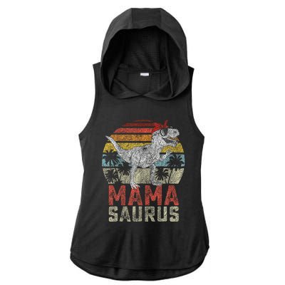 Mamasaurus T Rex Dinosaur Mama Saurus Family Matching Ladies PosiCharge Tri-Blend Wicking Draft Hoodie Tank