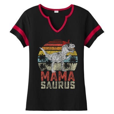 Mamasaurus T Rex Dinosaur Mama Saurus Family Matching Ladies Halftime Notch Neck Tee