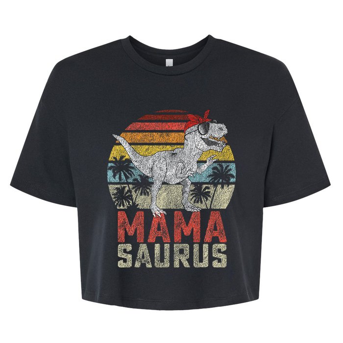 Mamasaurus T Rex Dinosaur Mama Saurus Family Matching Bella+Canvas Jersey Crop Tee